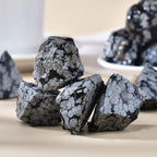Erliway 1.25-2" Snowflake Obsidian Raw Crystals, Natural Rough Snowflake Obsidian Stone, Healing Raw Stones for Fountain Rock, Home Decor Meditation Energy Balancing Wire Wrapping Wicca & Reiki