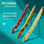 MR.GREEN Curve Handle Eyebrows Tweezers Professional Fine Hairs Removal Puller Makeup Tools Stainless Steel Beauty Clips Removal (Red)