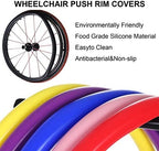 1 Pair Silicone Wheelchair Push Rim Covers, Non-Slip Wear-Resistant Hand Push Cover, Wheelchair Rim Grips (Black, 24in)