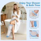 100% Waterproof Leg Cast Cover for Shower with Non-Slip Bottom Reusable Shower Boots Leg Ankle Foot Cast Protector for Adult After Surgery Bandage Dressing Wound [2026 Upgraded]
