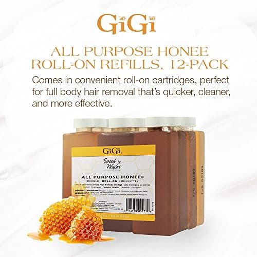 GiGi All Purpose Honee Roll-On Hair Removal Wax, Easy and Quick, Soft Wax Refill, 2.8 oz., Pack of 12