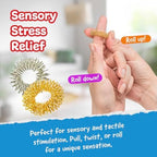 IMPRESA Spiky Sensory Acupressure Fidget Rings - 10-Pack, 1 in Dia, Silver & Gold - Stress Relief Fidget Ring - Tactile Stimulation with Spiky Sensory Band - Compact Stress Relief Toy