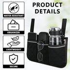 2Pcs Wheelchair Side Bag with Cup Holder, Waterproof Armrest Zipper Storage Pouch for Walker, Rollator, Power Electric Wheelchairs, Mobility Scooter Side Pocket Organizer Accessories, Black Grey