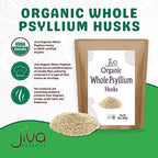 Jiva Organics Whole Psyllium Husk (Isabgol) 1.75 LB (28 Oz) Jumbo Bag - Non-GMO, Unflavored - Keto Friendly, Soluble Fiber