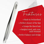 Rubis Switzerland Slanted Tip Tweezer-Silver