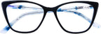 DOOViC Computer Reading Glasses Blue Light Blocking Acetate Frame Fashion Cat Eye Spring Hinge Readers for Women 1.25