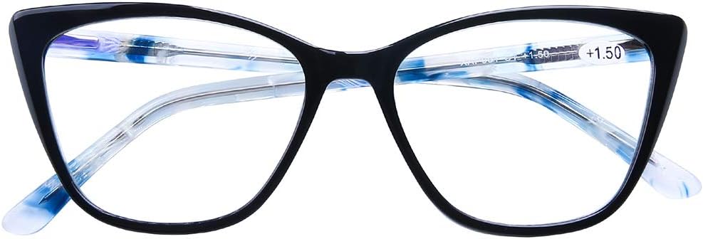 DOOViC Computer Reading Glasses Blue Light Blocking Acetate Frame Fashion Cat Eye Spring Hinge Readers for Women 1.25