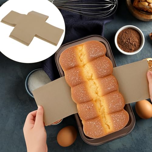 100pcs Loaf Pan Liners, 33x21.1cm/13x8.31 Inch Cross-Shaped Disposable Bread Pan Liners Non-Stick Silicone Oil Parchment Paper for Baking Bread, Toast, Cakes, Cookies & Sourdough (Brown)