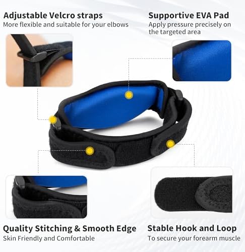 CAMBIVO 2 Pack Tennis Elbow Brace for Men & Women, Elbow Pain Relief for Tendonitis, Tennis & Golfer's Elbow, Adjustable Elbow Strap with Compression Pad (Black)