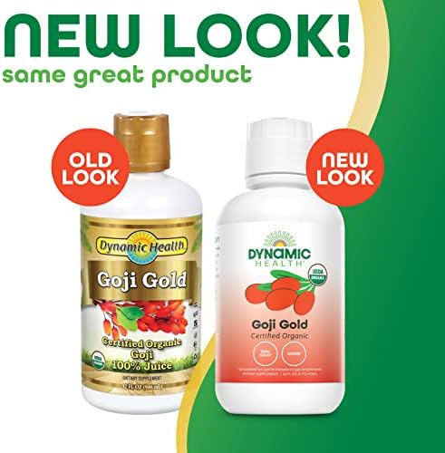 Dynamic Health Organic Goji Gold Pure Juice, No Additives, Vegetarian, BPA Free, 16 Fl oz (Pack of 2)