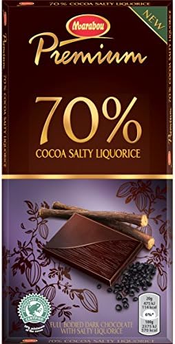 2 Bars x 100g of Marabou Premium Salty Liquorice - Original - Swedish - Dark Chocolate - 70% Cocoa