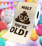 Printed TP Birthday Gift Toilet Paper - Holy You're Old Bday Party Funny Birthday Gag Gift Joke Toilet Paper Prank, Novelty Unique Happy Birthday Presents for Men, Women, Friends - 500 Sheets