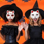 5 Pcs Cat Masks White Paper Blank Hand Painted Masks Halloween Masquerade Costume Cosplay Accessories