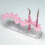 8 Holes Tweezers Holder, Acrylic Eyelash Extensions Supplies Organizer, Cosmetic Beauty Tweezers Display (Pink)