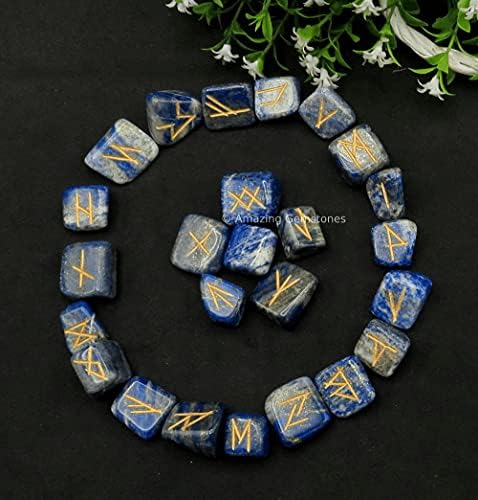 Amazing Gemstone Lapis Lazuli Crystal Runes Set of 25 Engraved Rune Stones with Runes Book PDF