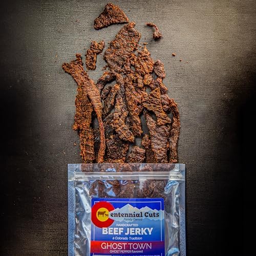 Centennial Cuts Beef Jerky – Ghost Town Ghost Pepper – High Protein, Bold Ghost Pepper Heat – 7 oz Snack