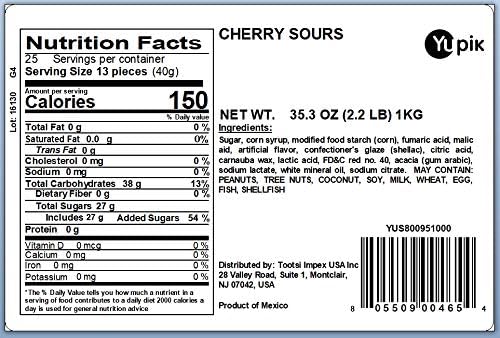 Yupik Sour Cherry Candies, 2.2 lb (35.2 oz), Cherry-Flavored Balls, Sweet & Tart, Chewy Red Gummies, Fun Treat, Sweet Candy, Delicious Snack, Ideal for Gifting, Holidays & Decorating