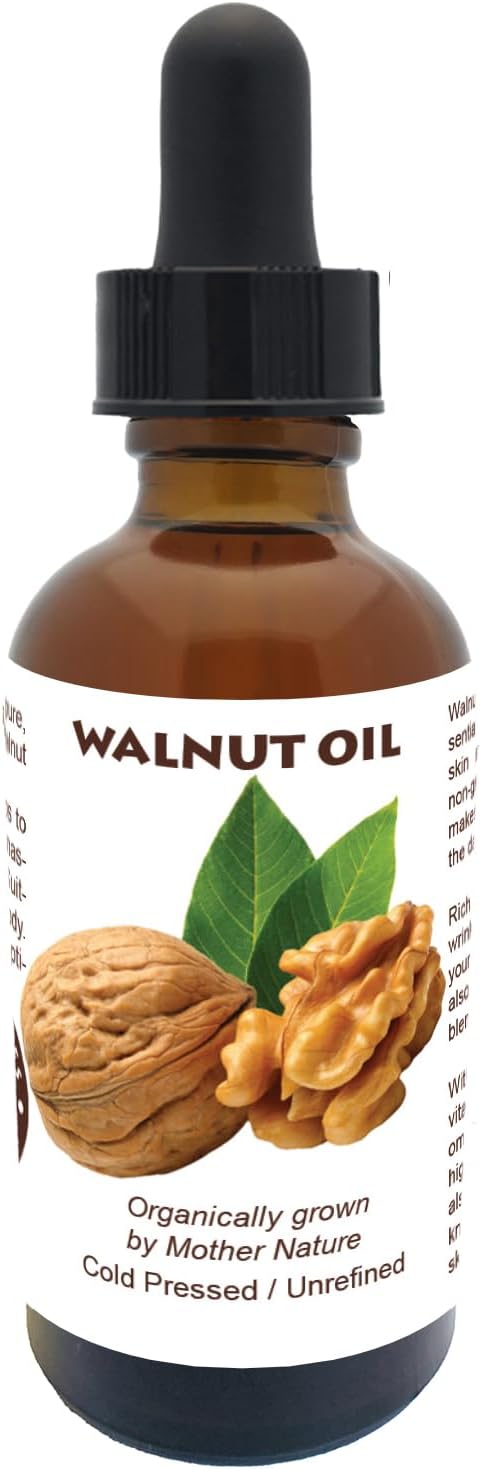 Best Nature's Cosmetics Pure Walnut Oil organic, cold pressed, unrefied– moisturizing, nourishing for radiant skin and strong and soft hairs 1 fl oz / 30 ml