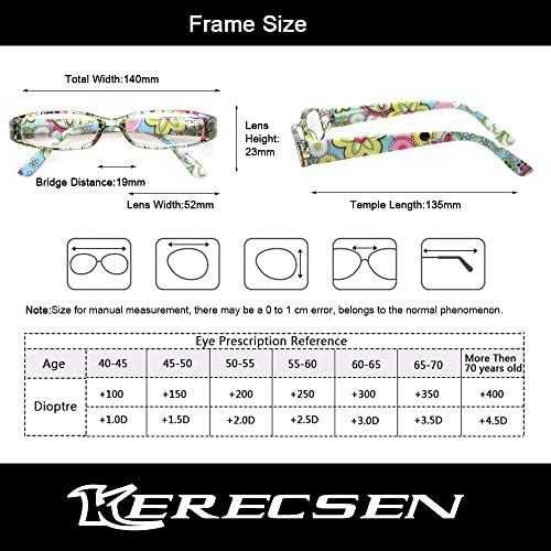 Kerecsen Women's Reading Glasses 4 Pairs Ladies Fashion Spring Hinge Readers