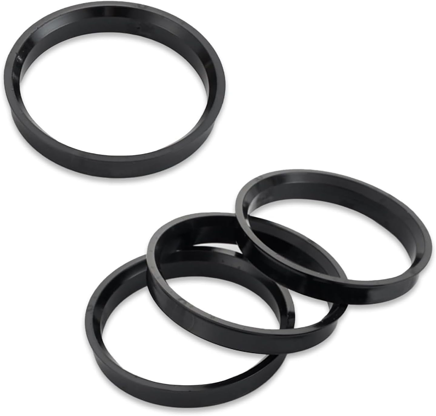 4 PCS Car Hub Center Ring, 73.1mm-60.1mm Hub Reducing Ring Shaft Shock Absorbing Collar Adapter Ring, Made for Wheels with a 73.1mm Center Bore and Vehicles with a 60.1mm Hub Bore (Black)