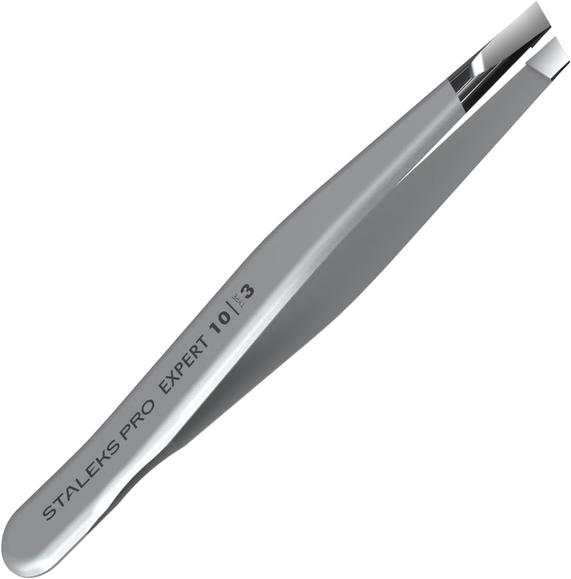 Staleks Pro Eyebrow Tweezers Expert 10 Type 3 – Wide Beveled Edges– Professional Stainless Steel Tweezer – Precision Hair Removal – Comfortable Grip – Manual Sharpening