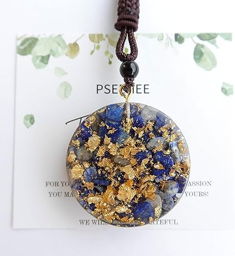 Lapis Lazuli Orgonite Chakra Healing Orgone Pendant Necklace, Reiki Healing Spiritual Crystals Stones Men Women