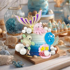 17 PCS Under the Sea Cake Decorations Ocean Theme Cake Toppers with Sea Animals for Boys Girls Baby Shower Birthday Party Supplies