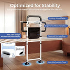 Height Adjustable Bed Rail for Elderly Adults, Adjustable Bed Assist Rail with Nonslip Grip, Folding Table & Storage Bag, Bed Assist Bar for Seniors, Post-Op & Pregnant Users, Fits Most Bed Sizes