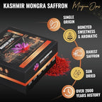 5Senses Kashmir Mongra Saffron | Azafran | Magnum Opus | Premium Grade A Saffron Threads | Whole Red Gold Spice | Single Origin, Non-GMO, Fairtrade, Gluten-Free, Vegan, Plastic Neutral (0.035oz/1g)