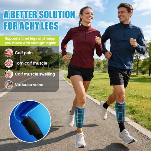 Calf Compression Sleeve – Adjustable Calf Brace for Men & Women, Innovative Diamond-Shaped Elastic Band for Targeted Compression, Support for Shin Splints, Swelling & Varicose Veins (M Size)