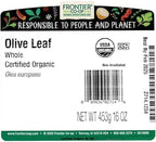 Frontier Co-op Organic Whole Olive Leaf, 1 Bulk Bag - All Natural Dried Olive Leaves, Great for Olive Leaf Tea, Baking, and More - Kosher, Non-GMO