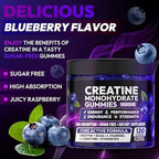 Creatine Gummies Monohydrate Complex for Men & Women, Creatine Pre-Workout for Enhance Muscle Strength Recovery Cognitive Health & Memory, 120 Gummies Sugar Free Vegan Non-GMO