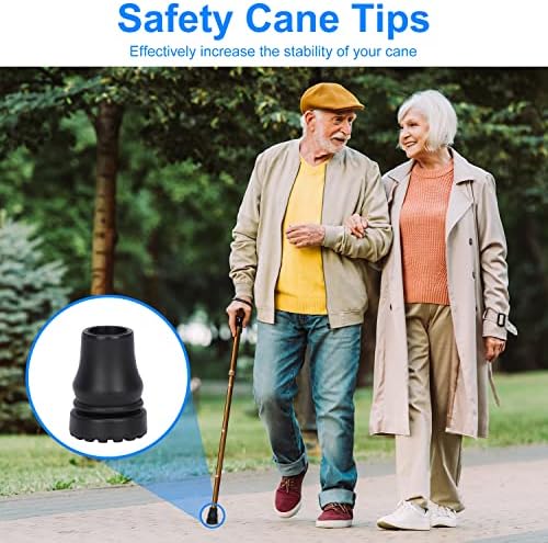 supregear Rubber Cane Tips, (3/4", 4-Pack) Heavy Duty Walking Cane Tips, Anti-Slip Replacement for Canes, Walking Sticks, Hiking Sticks, Seniors Crutches, Black