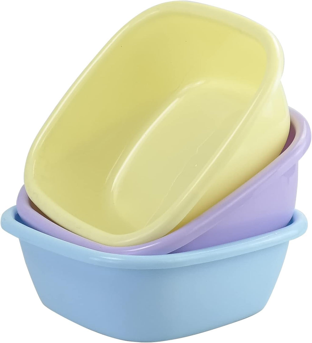 Jekiyo Colored Wash Basin, Small Plastic Dish Tubs, 8 Quart / 3 Packs