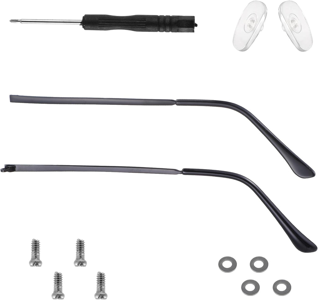 Sibba Glasses Replacement Temple 2 Pairs TR-90 Anti-Slip Eyeglass Arms Legs with Silicone Tips Screws Nose Pads & Screwdriver Complete Glasses Repair Kit for Universal Eyewear Frame Temple Accessory