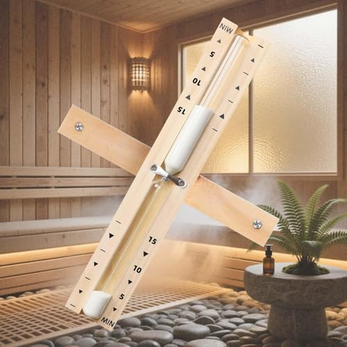 15 Minute Heat Resistant Sauna Sand Timer - 15m Rotating Wooden Hourglass with White Sand, Reloj De Arena for Sauna SPA Room