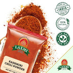 LAXMI Kashmiri Chili Powder - Authentic Low Heat Indian Red Chili Seasoning- NON-GMO - 14 oz Cooking Spice