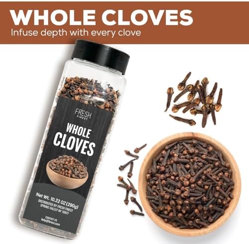 Fresh Finest Cloves Whole 10.22oz - Premium Quality Whole Cloves - All-Natural, Non-GMO, Gluten-Free, Kosher - Perfect for Baking, Cooking, and Beverages