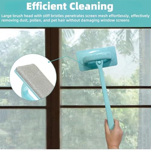 5 Pack Window Cleaning Brush Tool Kit, Dry and Wet Use Window Mesh Screen Cleaner, Detachable Handle, Multi-Functional Window Track Cleaning Brush for Window Sills and Grooves