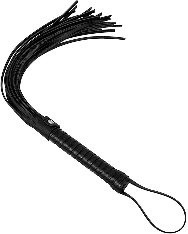 20 Inch Black Faux Leather Whip, Equestrian Horse Flogger Horse Riding Crop Whip, Spanking Flogger for Cosplay BDSM Bedroom Play Adult Sex Toy for Couples Flirting Bondage Punish