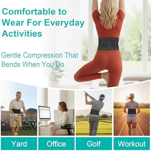 Breathable Back Brace for Lower Back Pain Relief – Lightweight Mesh Lumbar Support Belt with Dual Adjustable Straps, Thin Under-Clothes Back Support for Everyday Work & Housework for Men & Women
