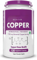 Nutrition Chelated Copper Gluconate - Highly Bioavailable Form - Non-GMO, Gluten Free -120 Veg. Capsules