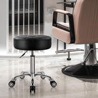 Heavy Duty Rolling Stool with Wheels Hydraulic Lift 360 Swivel Adjustable Rolling Chair Thick Leather Ergonomic Seat Stool Chair for Kitchen Drafting Lab Office Salon Massage Black