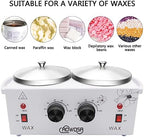 Double Wax Warmer Professional Electric Wax Heater Machine for Hair Removal, Dual Waxing Pot Paraffin Facial Skin Body SPA Salon Equipment with Adjustable Temperature Set