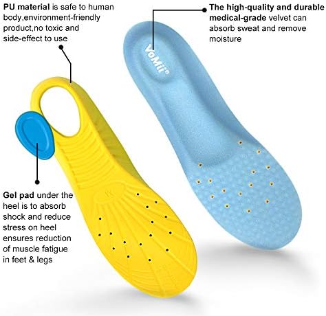 Shoe Insoles for Women Men and Kids, Memory Foam Insoles, Comfortable Sports Shoe Inserts for Shock Absorption and Relieve Foot Pain, Plantar Fasciitis Arch Support Insoles, M(Men 6-9/ Women 7-11)