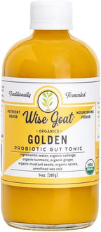 Raw Organic Fermented Probiotic Gut Tonic, "Golden" Variety [Vegan, Gluten Free, Non-GMO, Probiotic] 14oz Glass Jar by Wise Goat Organics