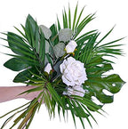 Artificial Areca Palm Leaves, 8 Pcs Faux Tropical Palm Tree Leaves Stems for Floral Arrangement, Hawaiian Luau, Jungle Beach Wedding Party Decor, 28 Inches Tall