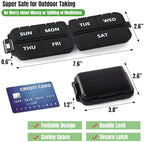 7 Day Compact Pill Organizer, Foldable Portable Travel Pill Box with Double Protection, Daily Small Pill Case Dispenser for Medication, Vitamins, Supplements (Black)