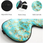 Tim & Tina Silk Sleep Mask for Women Men Comfortable Blindfold Eye Mask with Adjustable Strap for Travel Yoga Nap Shift Work (Green Flower)