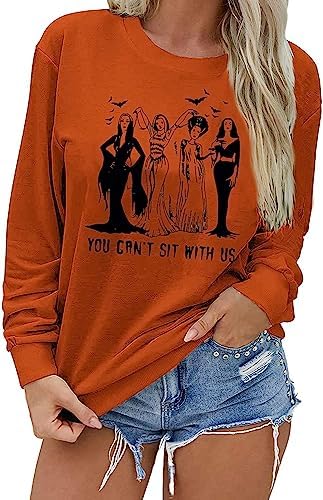 Ghoul Gang Halloween Sweatshirt Women Vintage Horror Movies Graphic Tee Goth Queens Shirt Long Sleeve Pullover Tops
